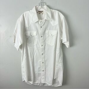 Ruddock Vintage Western White Casual Button Down Shirt Pearl Snaps